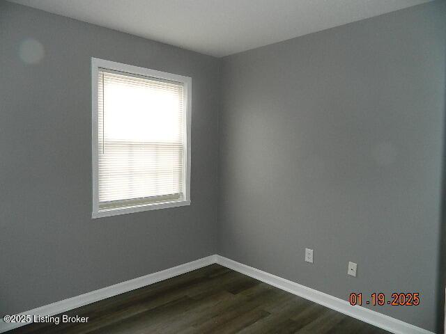 empty room featuring dark hardwood / wood-style flooring