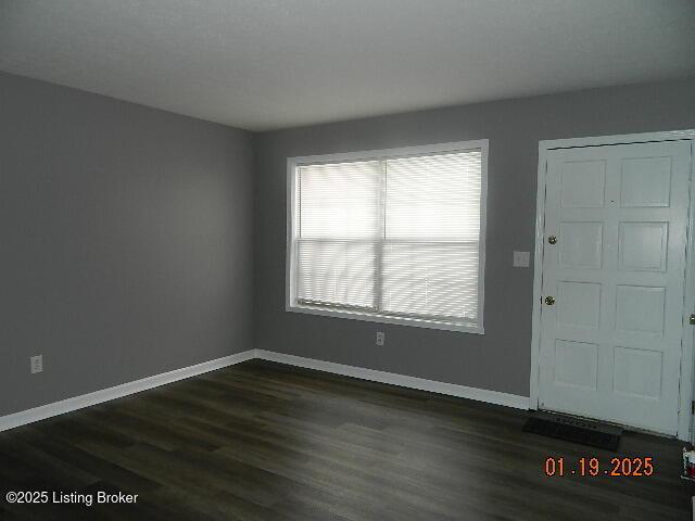 foyer entrance with dark wood-type flooring