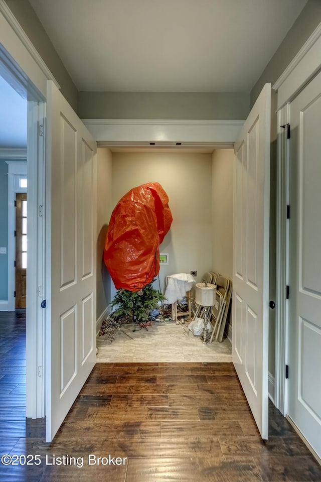 hallway with wood finished floors