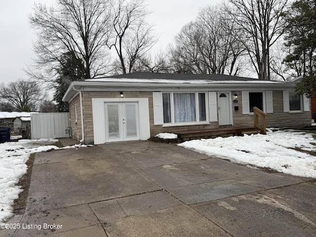 view of front of property featuring french doors