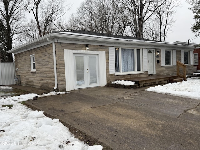 view of front of property featuring french doors