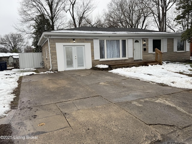 view of front of house with french doors