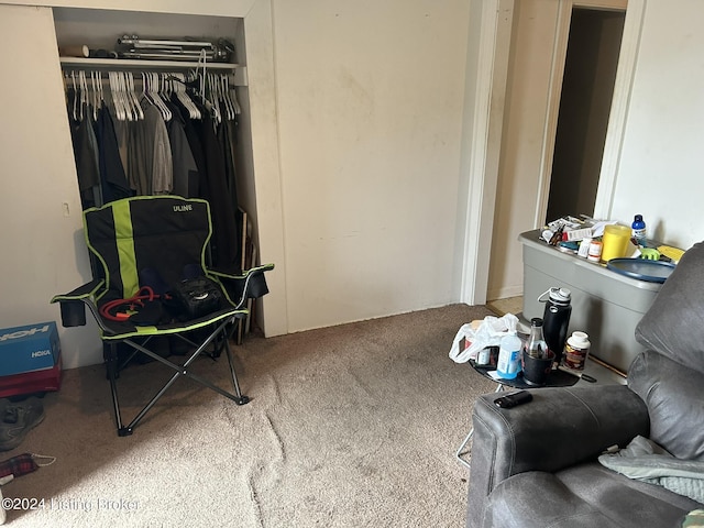 bedroom with a closet and carpet flooring