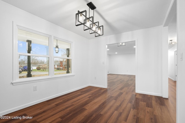 unfurnished dining area featuring dark hardwood / wood-style floors