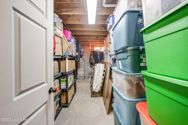 storage room with gas water heater