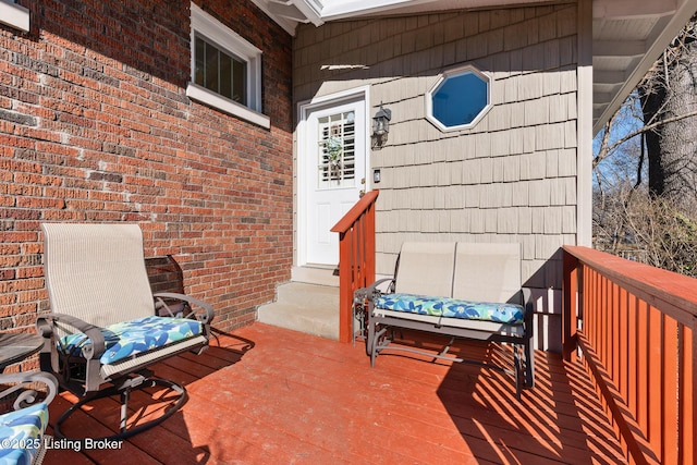 view of patio with a wooden deck