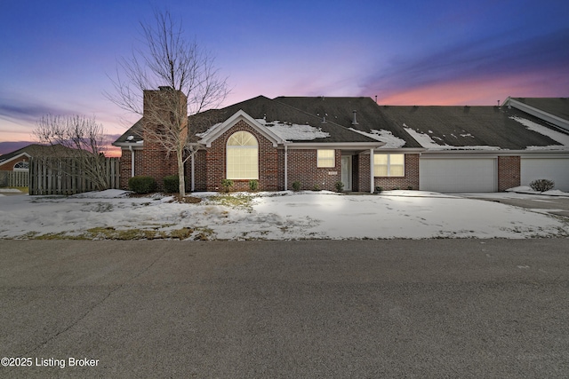 view of front of house with a garage