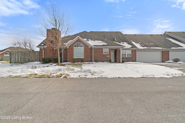 single story home with a garage