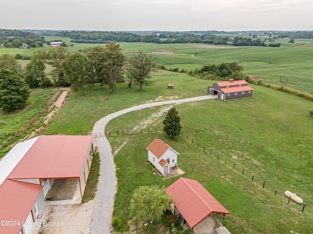 drone / aerial view with a rural view