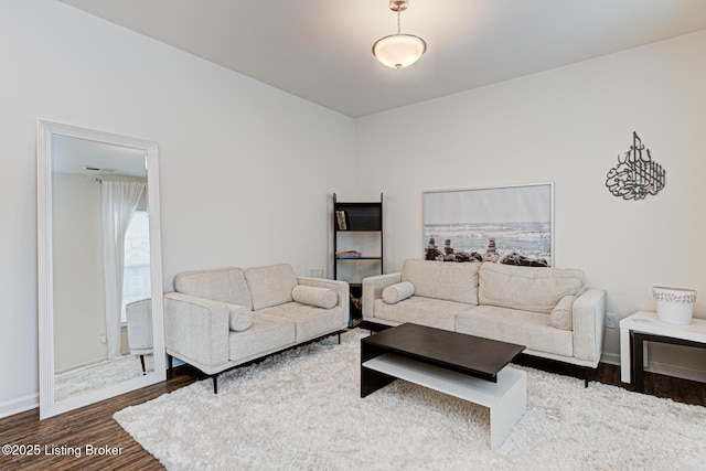 living room with hardwood / wood-style floors