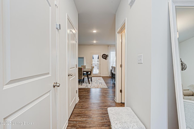 hall featuring dark hardwood / wood-style floors