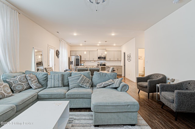 living room with hardwood / wood-style flooring