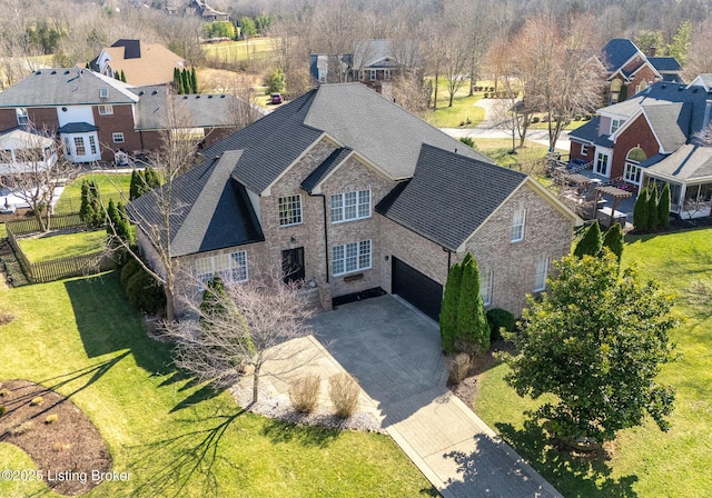 aerial view with a residential view