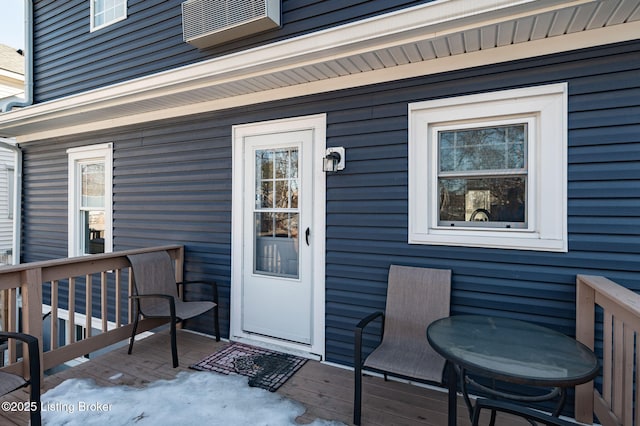 doorway to property featuring a deck