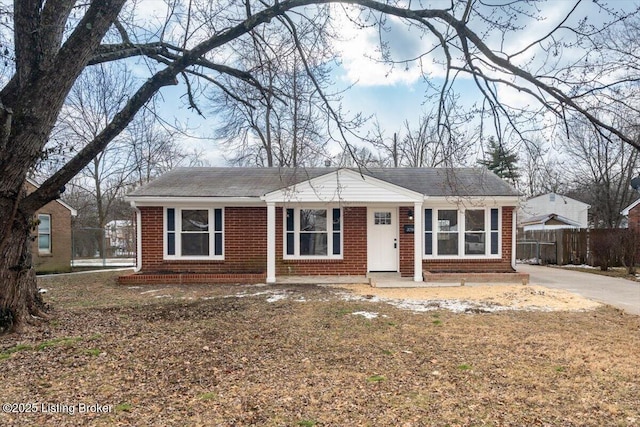 view of single story home