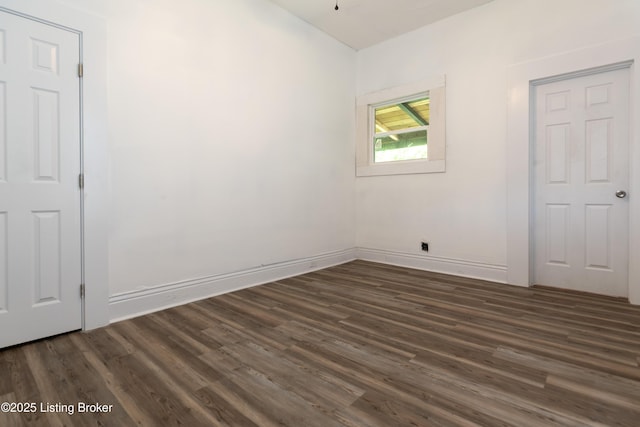 unfurnished bedroom with dark wood-type flooring