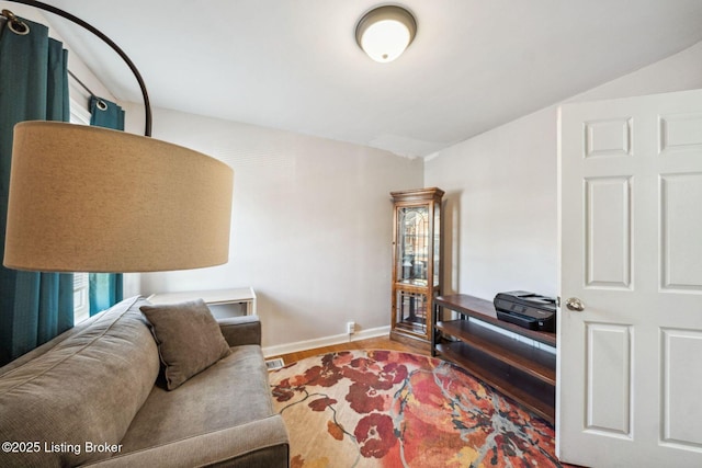 living room with hardwood / wood-style flooring