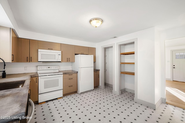 kitchen featuring sink and white appliances