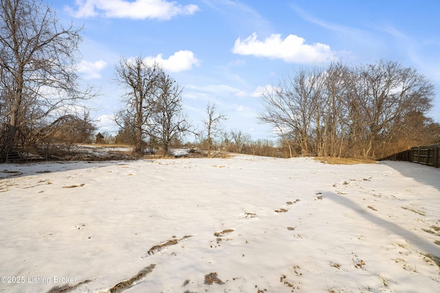 view of yard layered in snow