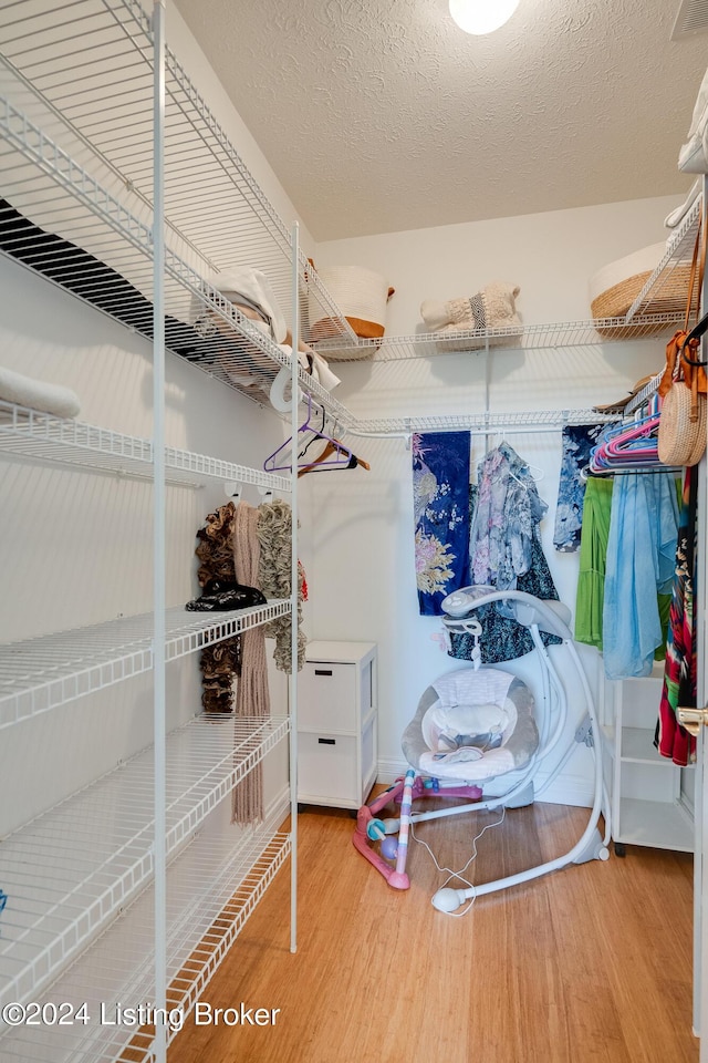 walk in closet featuring wood-type flooring