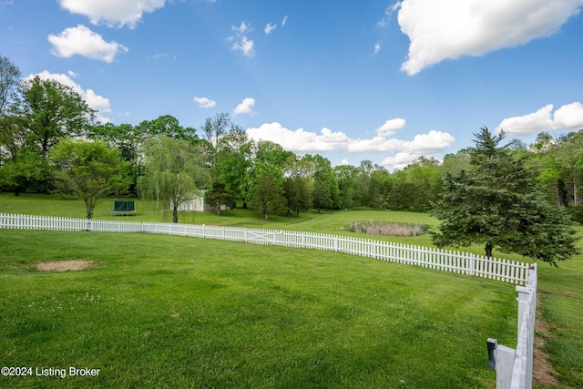 view of yard with a rural view