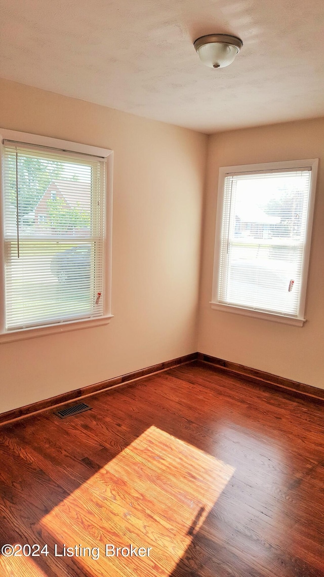 spare room featuring wood-type flooring