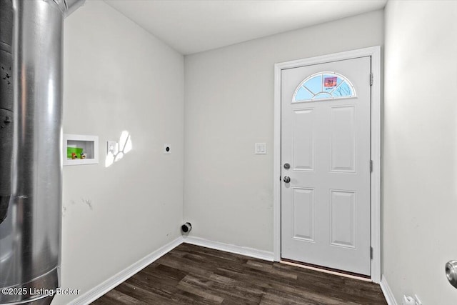 laundry area with washer hookup, dark hardwood / wood-style floors, and electric dryer hookup