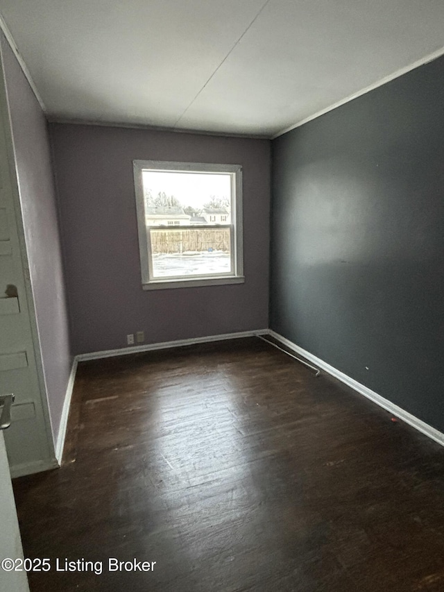 unfurnished room with dark hardwood / wood-style floors