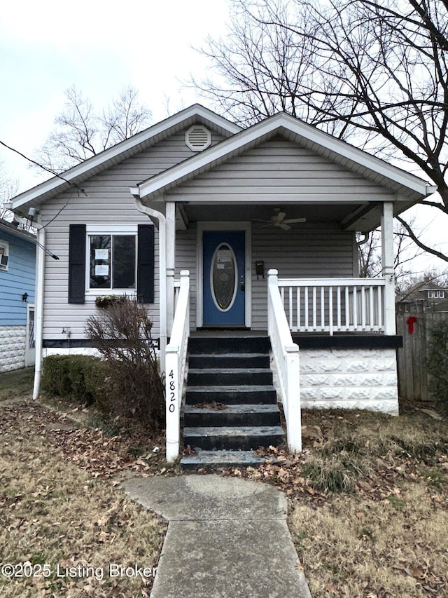 bungalow-style home with covered porch