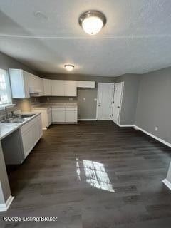 kitchen featuring sink, white cabinetry, and dark hardwood / wood-style floors