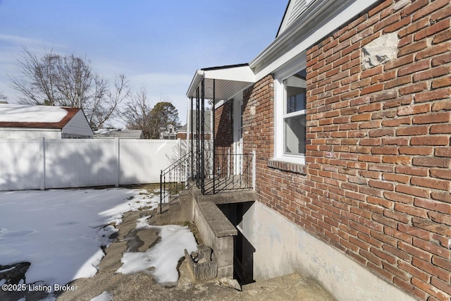 view of snow covered exterior