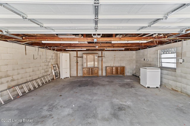 garage with refrigerator