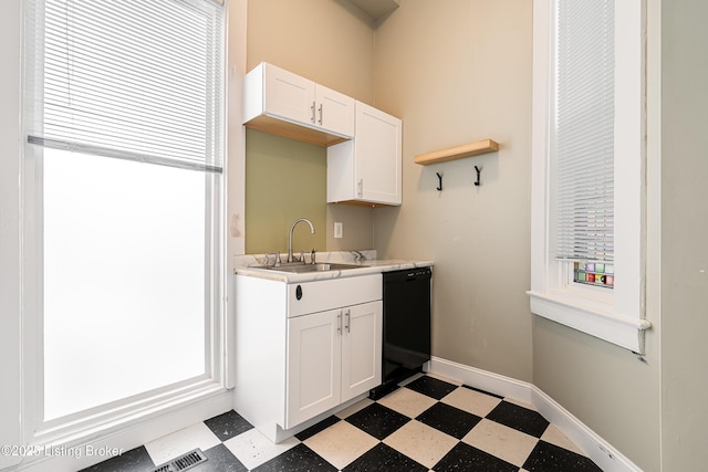 kitchen with sink, white cabinetry, and dishwasher