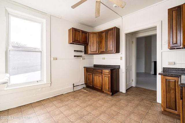 kitchen with ceiling fan