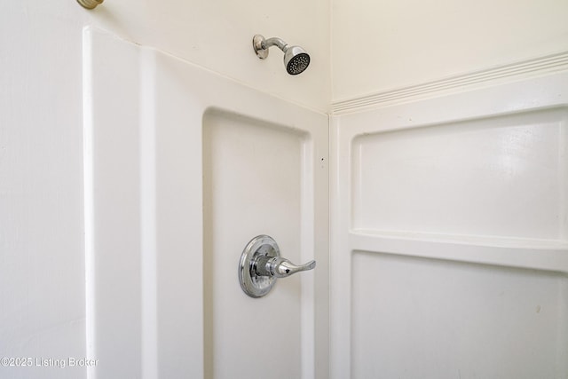 interior details featuring a shower