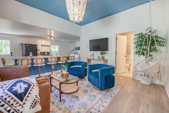 living room featuring light hardwood / wood-style flooring