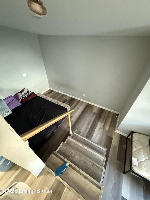 staircase featuring hardwood / wood-style floors