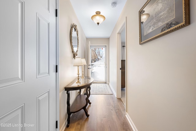 hallway featuring wood-type flooring