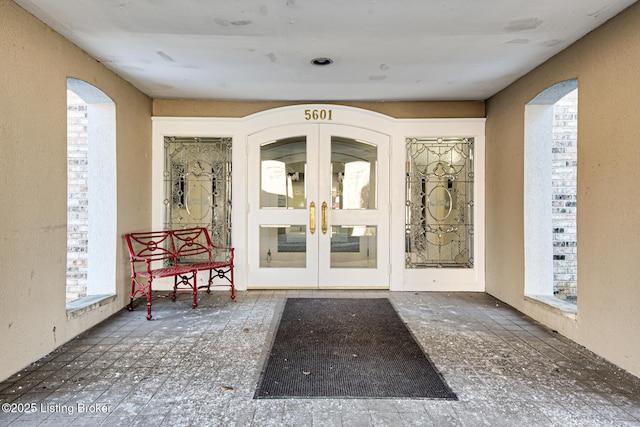 property entrance with french doors