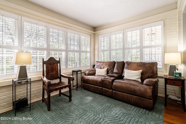 living room with dark wood-type flooring