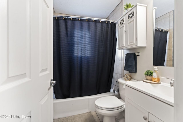 full bathroom featuring vanity, toilet, and shower / bath combo with shower curtain