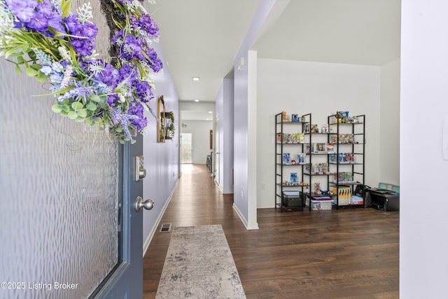 hall featuring dark hardwood / wood-style floors