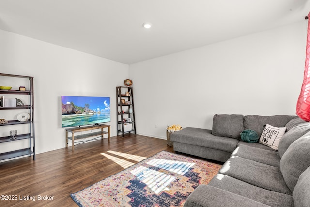 living room featuring dark hardwood / wood-style floors