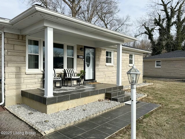 exterior space with covered porch