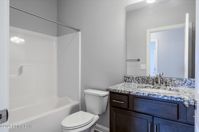 full bathroom with vanity, shower / bathing tub combination, and toilet