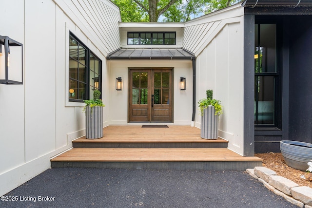 doorway to property with french doors