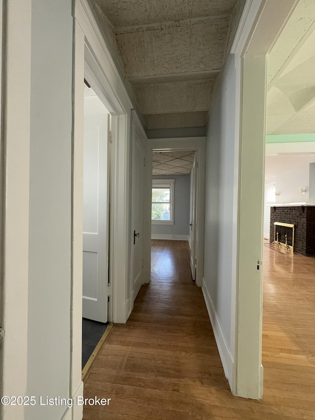 hallway featuring wood-type flooring