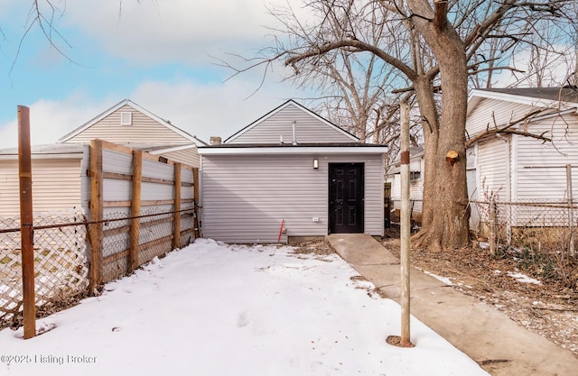 view of snow covered property