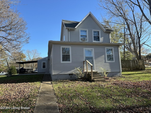 view of front of home with a front yard