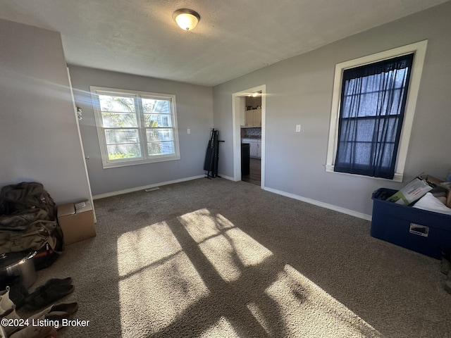 unfurnished living room featuring carpet floors